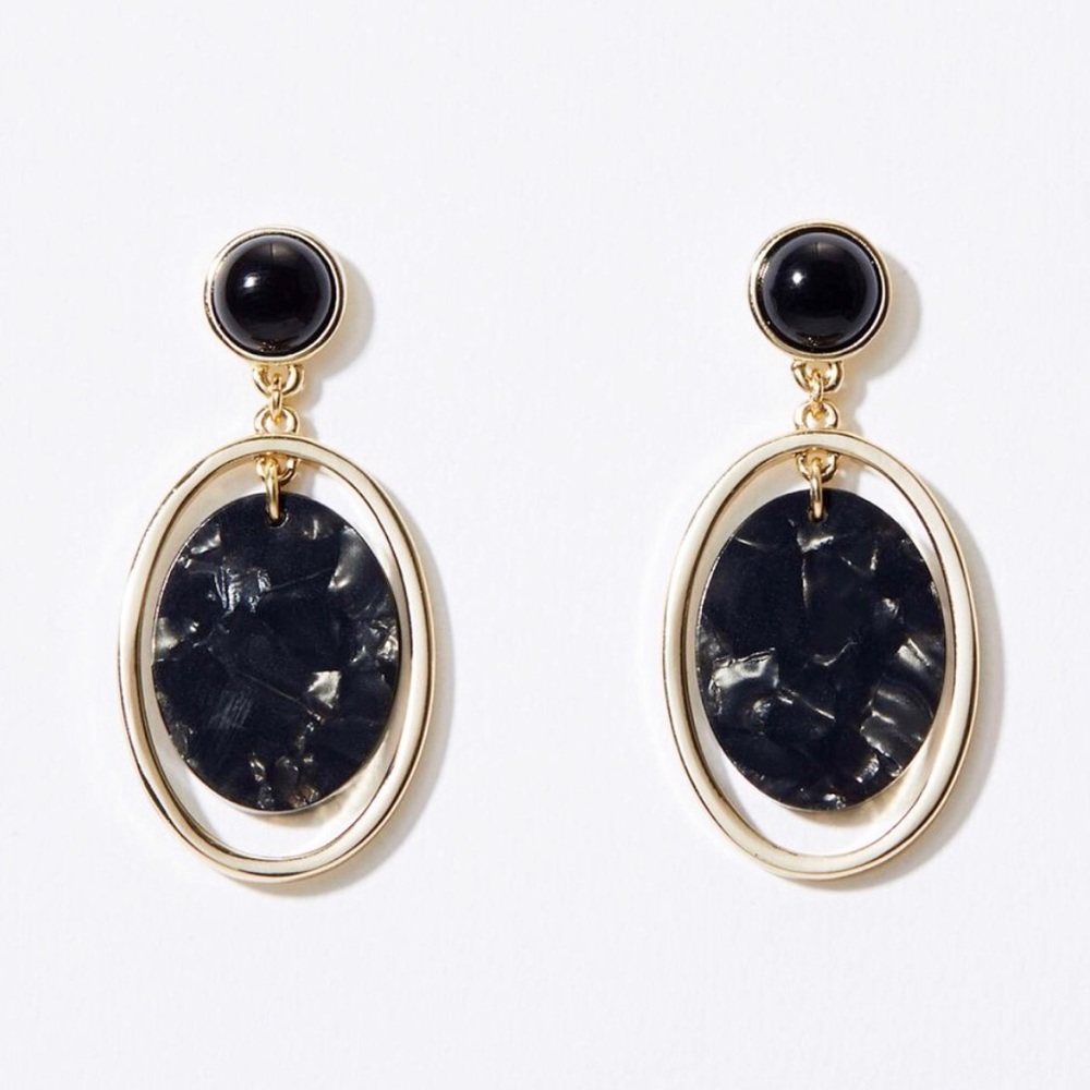 LOFT | Black Marbleized Drop Earrings *NEW*